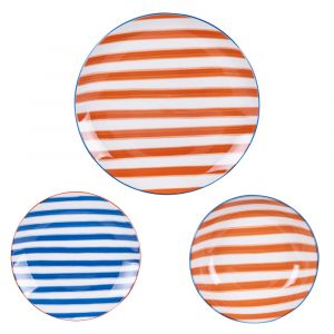 Trend'Up Service d'assiettes 18 pièces orange et bleu multicolore en