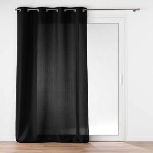 Douceur d'Int&eacute;rieur, Rideau &agrave; Oeillets (140 x 280 cm) Soline Noir, Polyester Uni