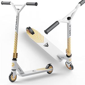 Apollo Trottinette Freestyle Genius Pro 4.0 &ndash; Stunt Scooter Enfant avec Roulements ABEC 9 &ndash; Blanc/Or