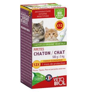 Vetobiol Antiparasitaire Pipette Chaton/Chat Bio 12x1ml