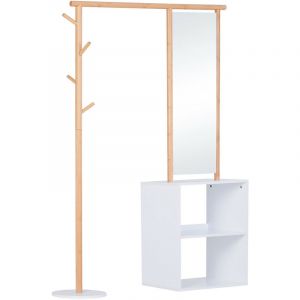 MH Porte-manteaux meuble d'entrée dubbo bambou et blanc