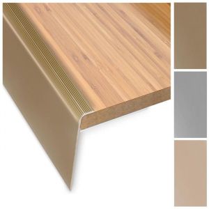Safety Profil d'angle d'escalier perforé Nez de marche aluminium anodisé Profil d'arête d'escalier Bronze Clair, Longueur = 90 cm, 1 Pièce