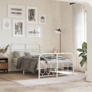 VidaXL Cadre de lit métal avec tête de lit/pied de lit blanc 120x190cm