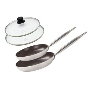 Elo Set de 2 Poêles de cuisson avec revêtement céramique sans PFAS et 2 couvercles de cuisson en verre, 24 cm et 32 cm Bistro Line
