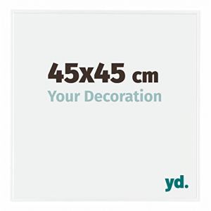 Yd. - Your Decoration - 45x45 cm - Cadre Photo en Plastique Avec Verre acrylique - Anti-Reflet - Excellente Qualité - Blanc Brillant - Cadre