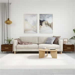VidaXL Tables Basses 2 pcs, Tables d'Appoint avec Tiroir, Bouts de Canapé avec Pieds, Meubles de Rangement Salle de Séjour, Moderne, Chêne Marron Bois d'Ingénierie