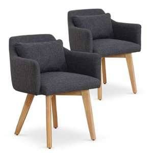 Stanley Lot de 2 fauteuils scandinaves Gybson Tissu Gris foncé