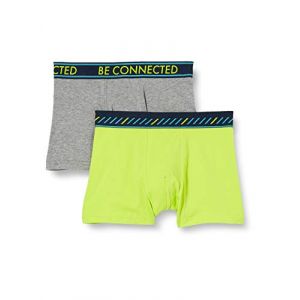 Sanetta Shorts Elite Grey Mel. Lot de 2 Boxers pour garçon de la Marque Gris mélangé et Citron Vert avec Bordure tissée elstique, 10 Ans