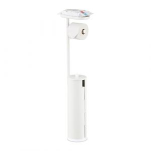 Relaxdays Porte-Papier Toilette, Permet Le Port d'un Rouleau et la r&eacute;serve de 4 Autres, HxLxP : 91x22x14 cm, Blanc