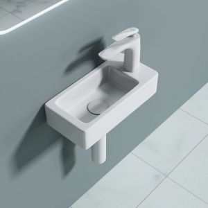 Lavabo vasque à suspendre à monter au mur evier design Bruxelles3053L 37,5x18x8,8 cm - Blanc - Sogood