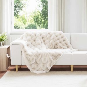VidaXL Couverture En Fourrure De Lapin Synth&eacute;tique Blanc 130 X 150 Cm