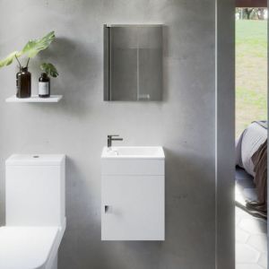 Ensemble meuble, vasque et miroir - Blanc - Safia - Creazur