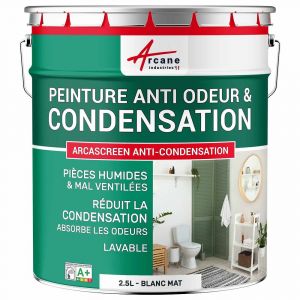Arcane industries Peinture anti-condensation, anti odeur pour pièces humides : ARCASCREEN ANTI CONDENSATION - Blanc - 2.5 L