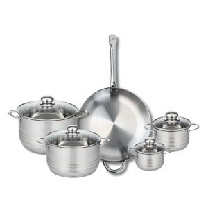 Elo 9874850 Batterie de cuisine 5 pi&egrave;ces, Ensemble de 1 Po&ecirc;le de cuisson 32 cm et 4 faitouts 12, 14, 20 et 24 cm Profi Brillant, inox, induction