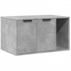 VidaXL Meuble de bac &agrave; liti&egrave;re pour chat gris b&eacute;ton bois d'ing&eacute;nierie Concrete grey