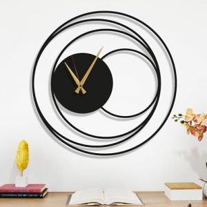Dekory Horloge Murale Sph&egrave;re Silencieuse 50 cm en M&eacute;tal Noir - Grande Horloge Moderne pour Salon, Cuisine, Bureau - Design &Eacute;l&eacute;gant - Id&eacute;e Cadeau Parfaite