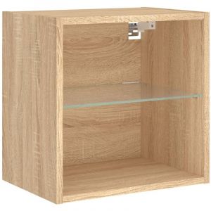 VidaXL Table de chevet murale avec lumi&egrave;res LED ch&ecirc;ne sonoma 837068