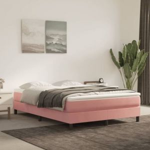 VidaXL Matelas de lit &agrave; ressorts ensach&eacute;s rose 140x210x20 cm velours, matelas, matelas de lit, matelas &agrave; sommier tapissier