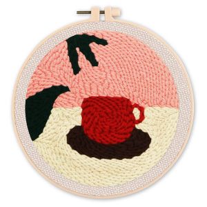 Punch Needle : Chocolat Chaud et Feuilles - avec cadre