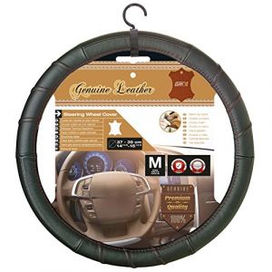 Couvrevolant "100% cuir" noir surpiq&ucirc;re rouge