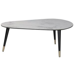 Image de Miliboo Table basse design effet marbre avec pieds bois et or ALLURE