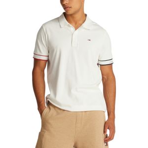 Tommy Hilfiger Polo Tommy Jeans Slim Flag Cuff manches courtes blanc pur - S