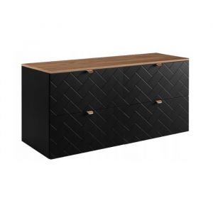 Meuble sous Lavabo 120 cm TREND - avec plan de travail - Noir / Or - 120 x 607 x 46 cm