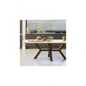 Woood Table &agrave; manger 240x100x77 cm en ch&ecirc;ne naturel et pied en m&eacute;tal