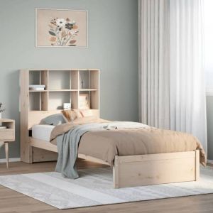 VidaXL Lit bibliothèque sans matelas 90x190 cm bois de pin massif, lit, meuble de chambre à coucher, lit avec rangement, lit simple, lit en bois