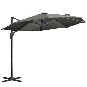 Image de Outsunny Parasol déporté octogonal inclinable manivelle avec pied en acier Ø 2,94 x 2,48H m gris 294x294x248cm Gris