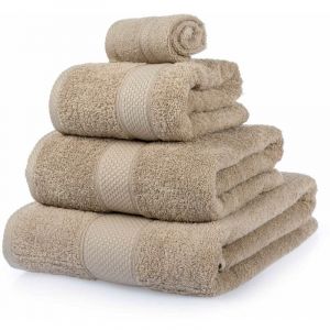 Homescapes - Serviette 100% Coton - Galet - Lot 4 serviettes - Pierre