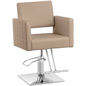 Fauteuil de coiffure Ribbleton beige hauteur 45-55 cm avec repose-pieds pour 150 kg