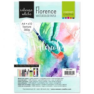 Vaessen Creative Bloc de papier aquarelle Florence textur&eacute; intense White A4 de (10pcs)