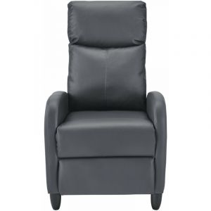 Fauteuil relaxant avec dossier inclinable et repose pieds housse gris 102 cm Gris