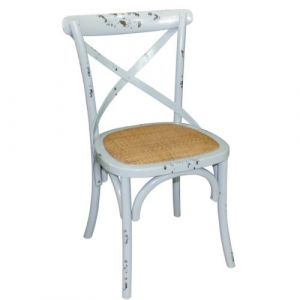 Image de Bolero Chaises en bois bleu patiné avec dossier croisé (lot de 2)