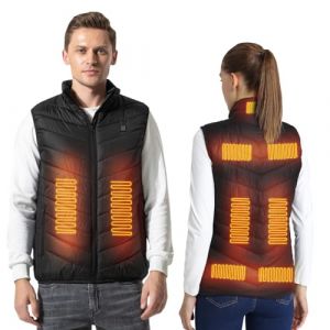 Armorget Gilet Chauffant, Réglage de la Température à 3 Niveaux avec 9 Zones de Chauffage, Gilet Chauffant Rechargeable par USB, Veste Chauffante Lavable pour L'extérieur (Piles Exclues) M Noir