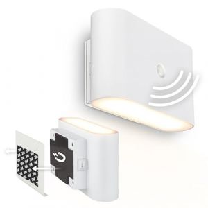 BRILONER Sticklights - Lampe murale sans électricité ni perçage avec détecteur de mouvement, batterie, fixation magnétique amovible, sans fil, 16 x 9,5 x 6,5cm, blanc