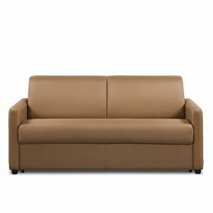 Italian Spirit Canap&eacute; convertible express DAY 120 cm m&eacute;tal mono assise matelas 14 cm polyur&eacute;thane caramel