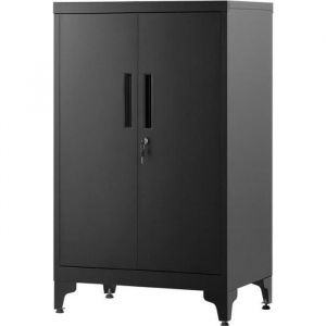 Songmics Caisson de bureau 2 portes verrouillable en acier noir d'encre