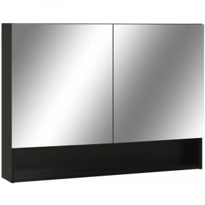 Helloshop26 - Armoire à miroir de salle de bain led 80 x 15 x 60 cm mdf noir - Noir