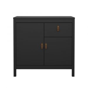 Calicosy Petit buffet 2 portes, 1 tiroir noir mat L82,3 cm