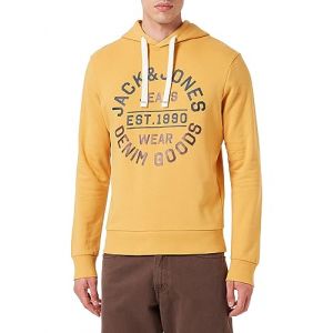Jack & Jones Jjmikk Sweat à Capuche Sweatshirt, Honey Gold/Print:big, L Homme