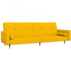 VidaXL Canapé-lit à 2 places avec deux oreillers Jaune Velours - Yellow