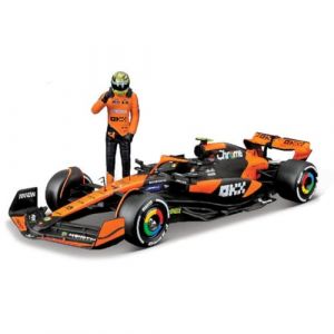 Bburago McLaren MCL38 F1 2024#Norris avec Figurine Pilote casqué - Voiture Miniature métal 1/24 - Modèle Officiel Formule 1 Saison 2024 - Détails réalistes - Edition Collector McLaren