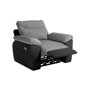 Loungitude Fauteuil de relaxation électrique en tissu et simili - Noir/Gris