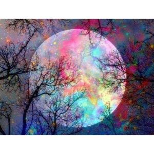 Broderie diamant : Pleine Lune Colorée - sans chassis en bois