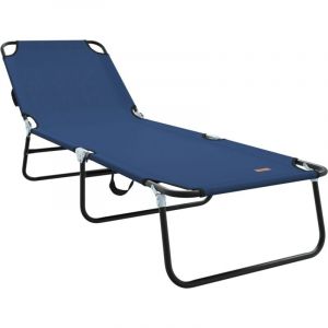 VidaXL Chaise Longue Pliante Portable Bleue en Tissu Oxford 600D