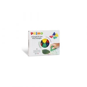 Primo Crayons de Cire Colorés avec 6 Couleurs pour enfants +3 Ans, Résistants et Durables en Forme de Triangle, Couleurs Intenses pour Papeterie et Activités Créatives, ne Salit pas les Mains