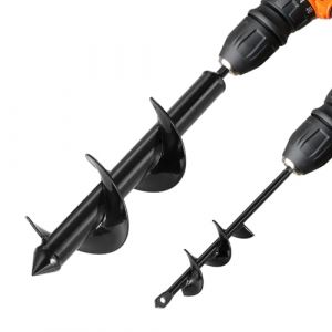 VEVOR Mèche Tarière pour Perceuse, Lot de 2, Foret Tarière de Plantation, 40 x 220 mm et 80 x 300 mm, Tige Hexagonale, Outil de Perçage pour Plantation de Bulbes, Clôtures de Jardin, Creuser Trous Sol