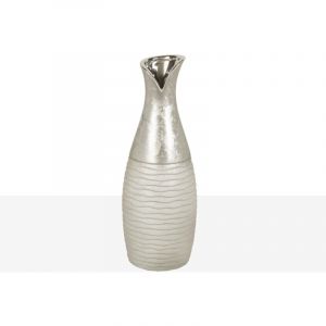Romimex Vase argenté en céramique 13 x 34 x 13 cm